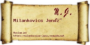 Milankovics Jenő névjegykártya